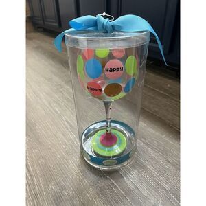 Mud Pie Happy Birthday Wine Glass